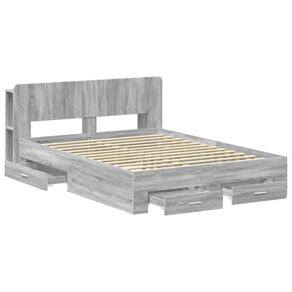 vidaXL Bed Frame with Storage Grey Sonoma 160 x 200 cm Engineered Wood