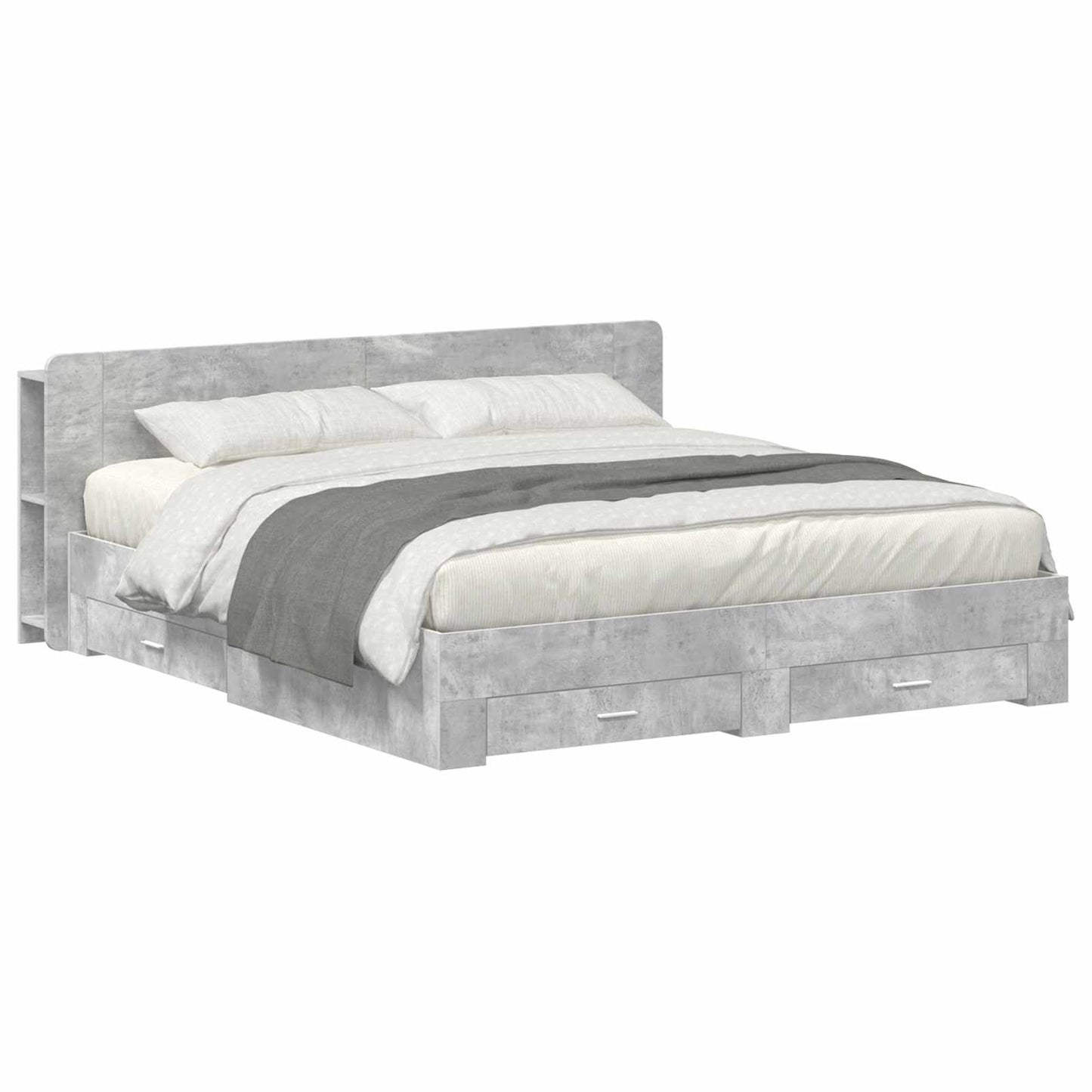 vidaXL Bed Frame with Storage Concrete Grey 200 x 200 cm