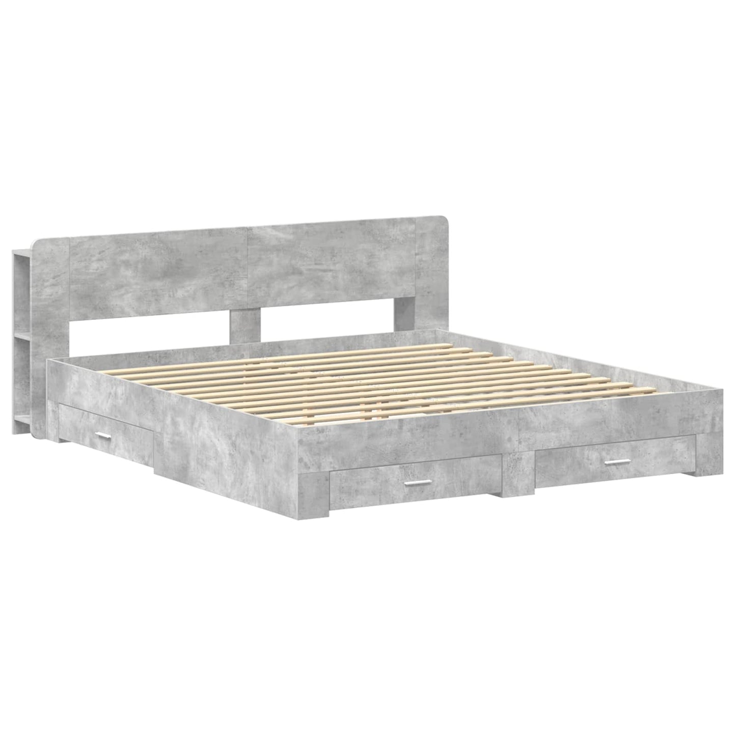vidaXL Bed Frame with Storage Concrete Grey 200 x 200 cm