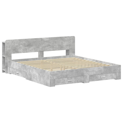 vidaXL Bed Frame with Storage Concrete Grey 200 x 200 cm