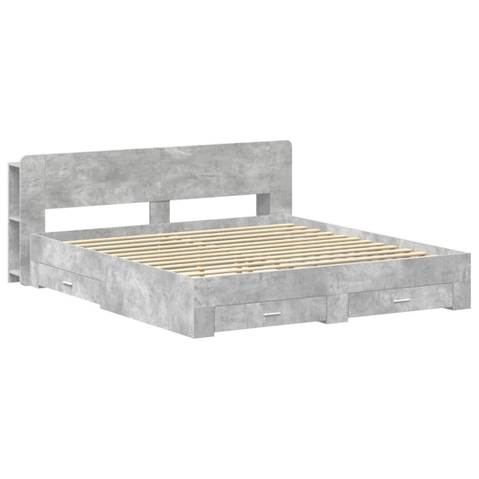 vidaXL Bed Frame with Storage Concrete Grey 200 x 200 cm