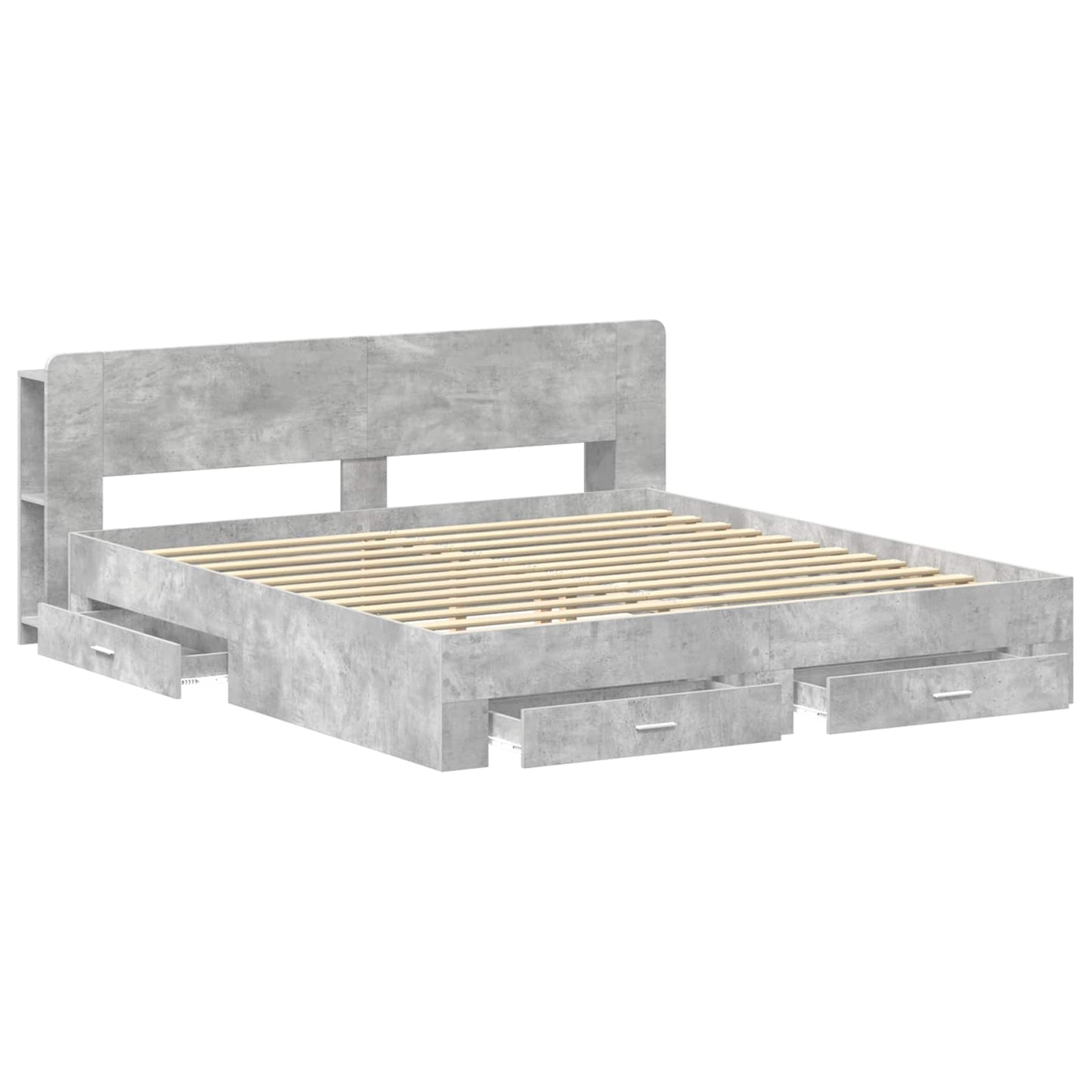 vidaXL Bed Frame with Storage Concrete Grey 200 x 200 cm