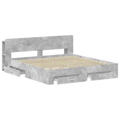 vidaXL Bed Frame with Storage Concrete Grey 200 x 200 cm