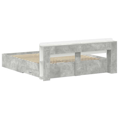 vidaXL Bed Frame with Storage Concrete Grey 200 x 200 cm