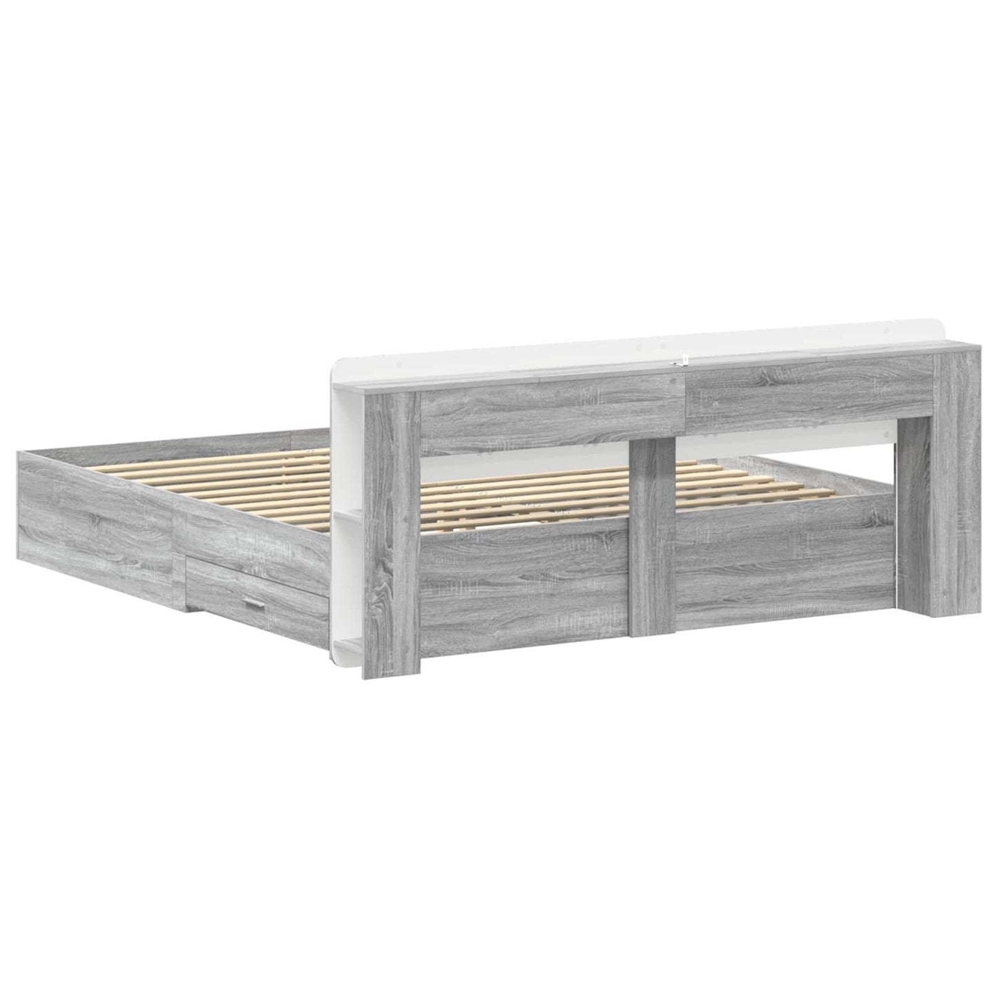 vidaXL Bed Frame with Storage Grey Sonoma 200 x 200 cm Engineered Wood