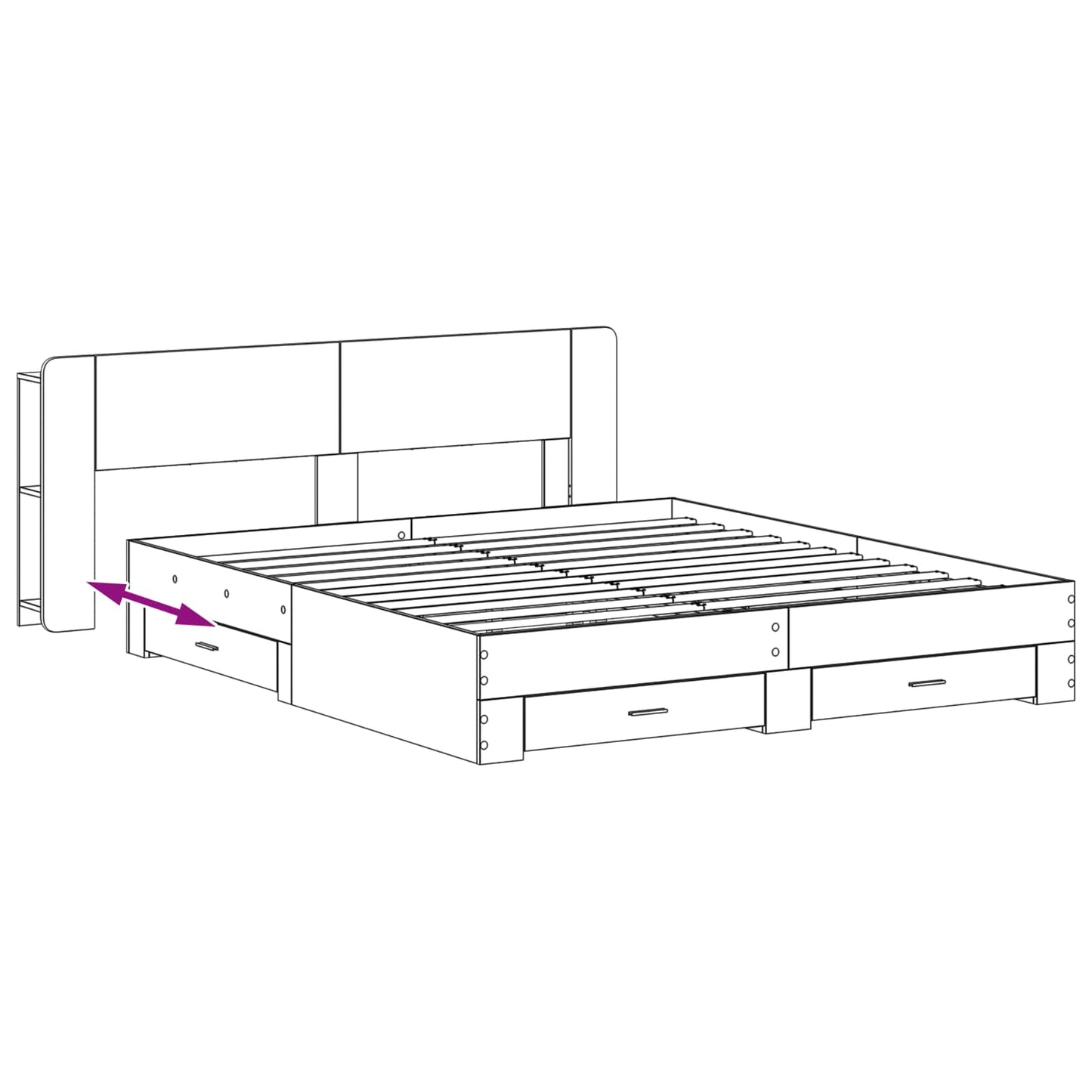 vidaXL Bed Frame with Storage Grey Sonoma 200 x 200 cm Engineered Wood