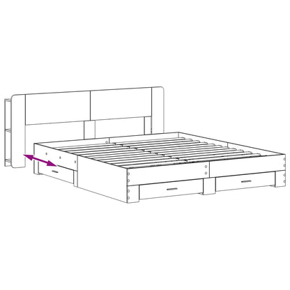 vidaXL Bed Frame with Storage Grey Sonoma 200 x 200 cm Engineered Wood
