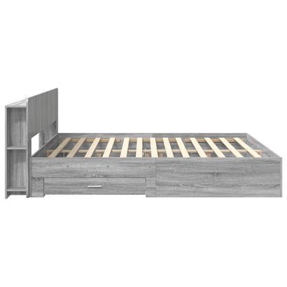 vidaXL Bed Frame with Storage Grey Sonoma 200 x 200 cm Engineered Wood
