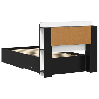vidaXL Bed Frame with Storage Black 75 x 190 cm Engineered Wood