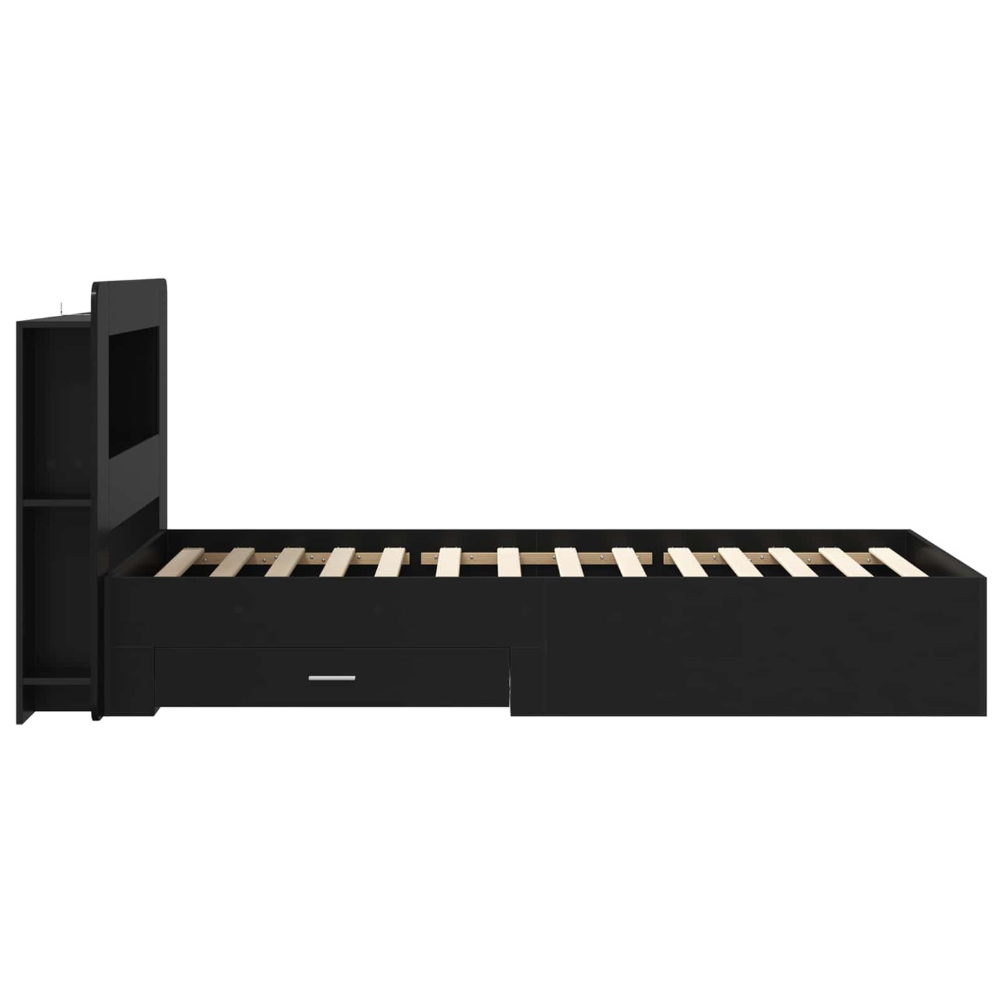 vidaXL Bed Frame with Storage Black 75 x 190 cm Engineered Wood