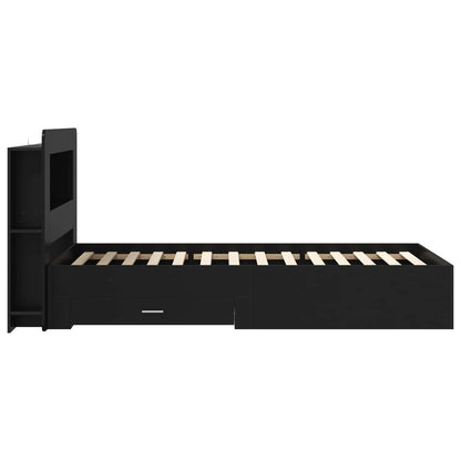 vidaXL Bed Frame with Storage Black 75 x 190 cm Engineered Wood