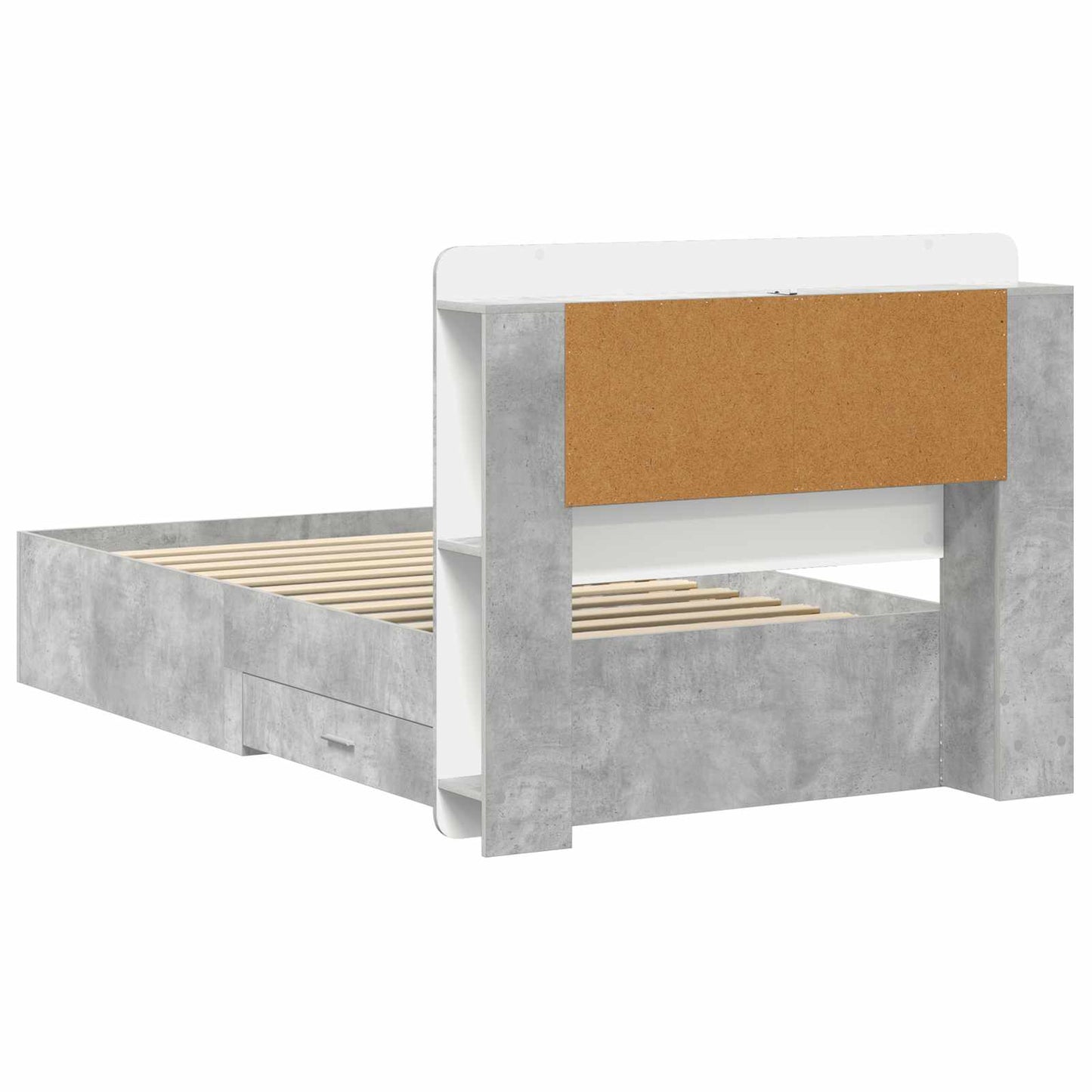vidaXL Bed Frame with Storage with Headboard Concrete Grey 75 x 190 cm