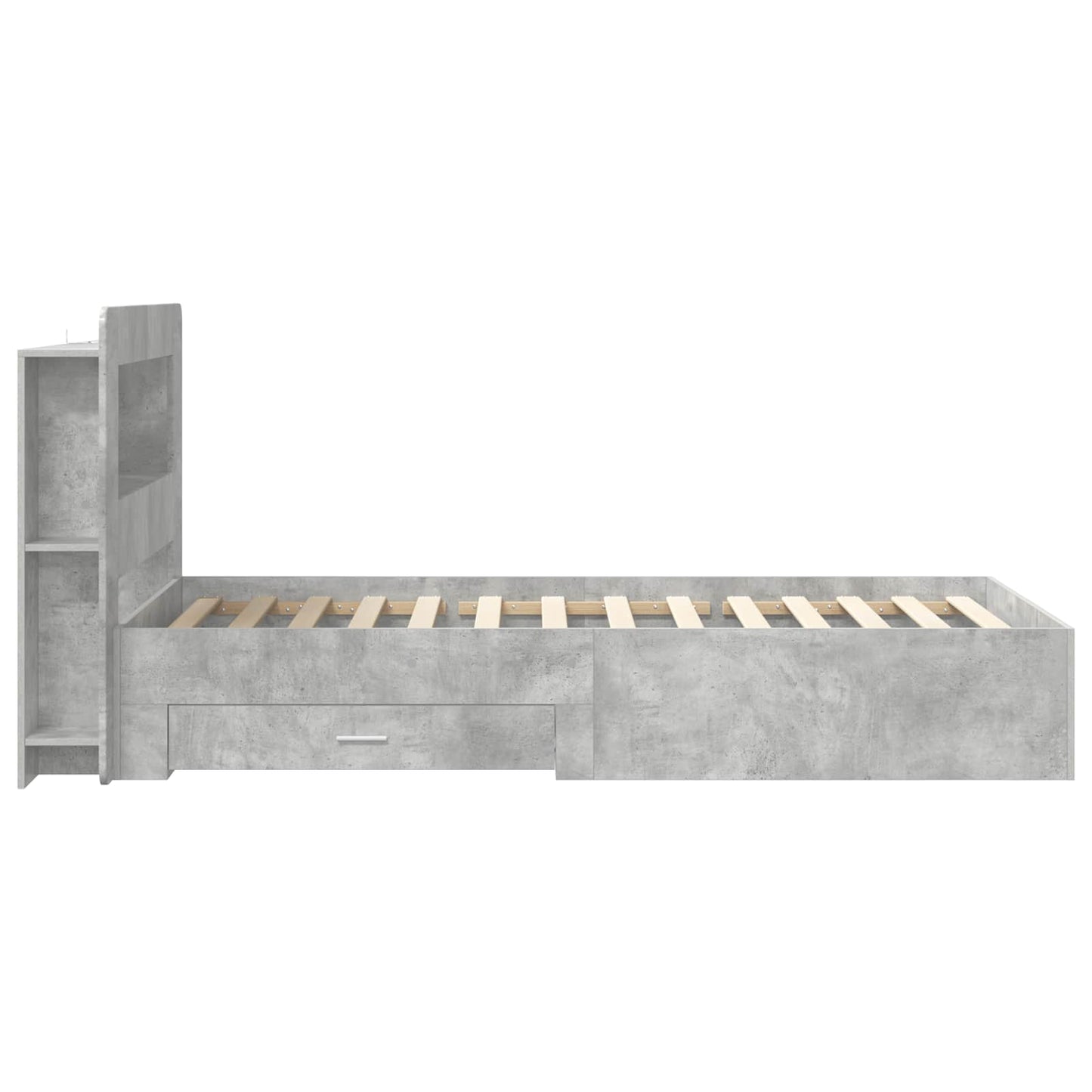 vidaXL Bed Frame with Storage with Headboard Concrete Grey 75 x 190 cm