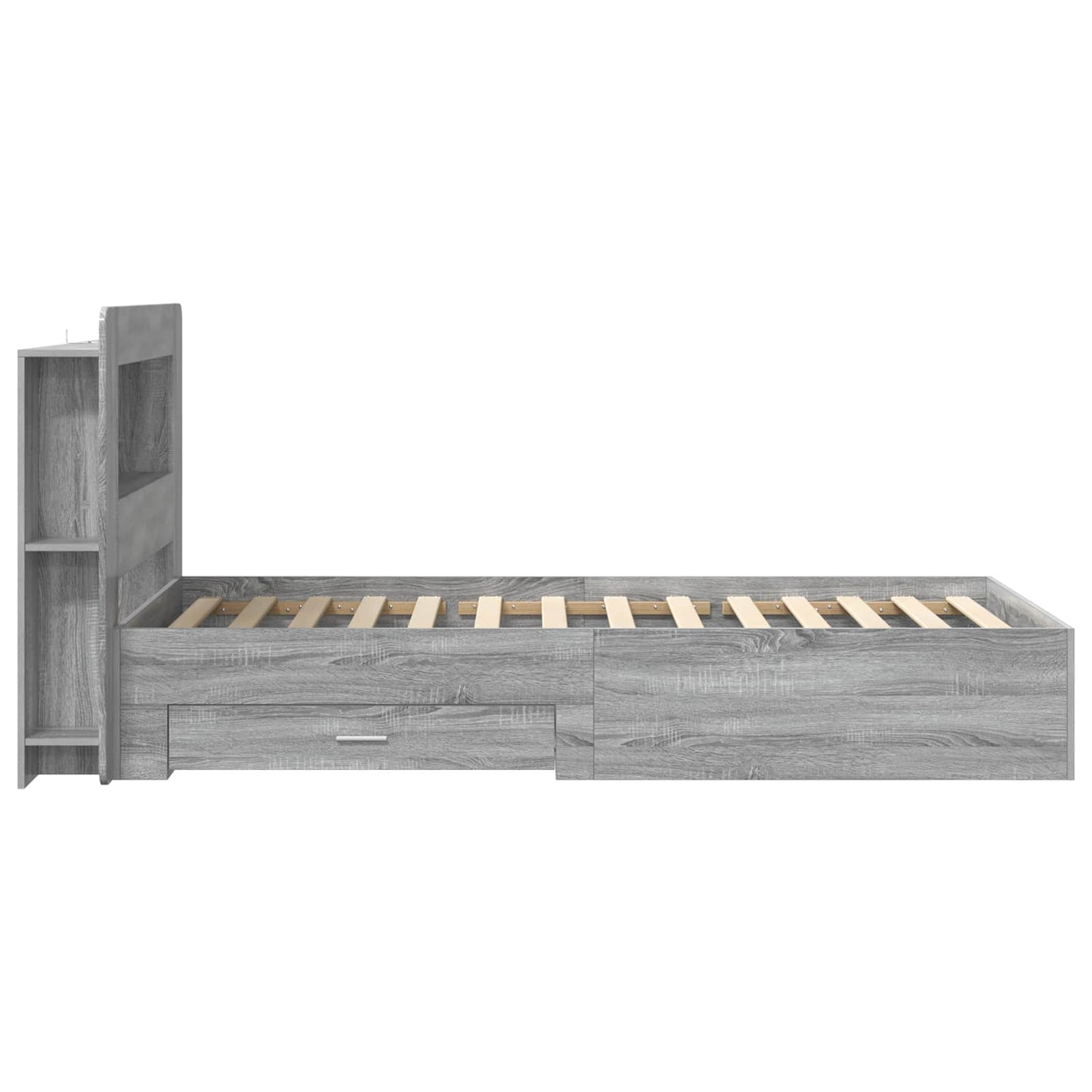 vidaXL Bed Frame with Storage Grey Sonoma 75 x 190 cm Engineered Wood