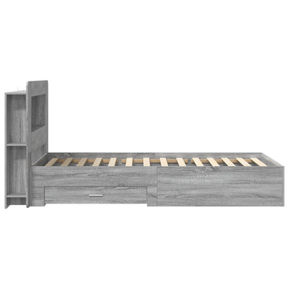 vidaXL Bed Frame with Storage Grey Sonoma 75 x 190 cm Engineered Wood