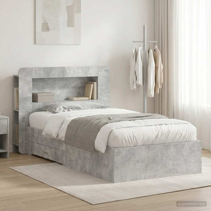 vidaXL Bed Frame with Storage with Headboard Concrete Grey 80 x 200 cm