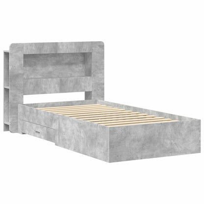 vidaXL Bed Frame with Storage with Headboard Concrete Grey 80 x 200 cm