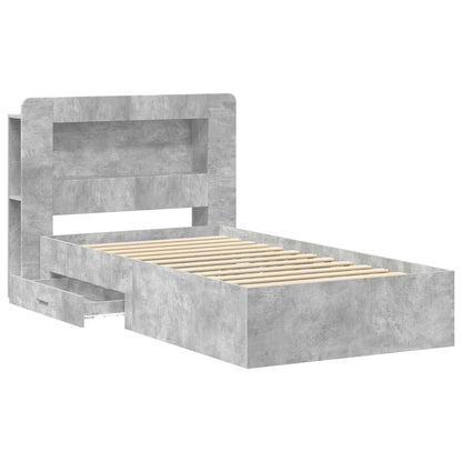 vidaXL Bed Frame with Storage with Headboard Concrete Grey 80 x 200 cm