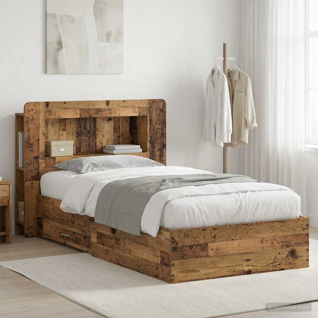 vidaXL Bed Frame with Storage Old Wood 80 x 200 cm Engineered Wood