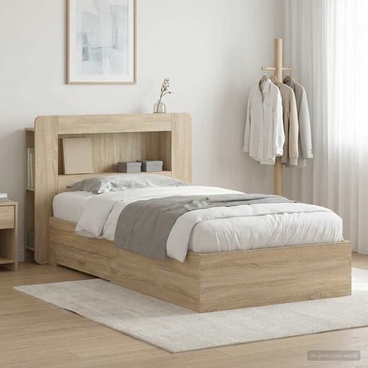 vidaXL Bed Frame with Storage Sonoma Oak 80 x 200 cm Engineered Wood
