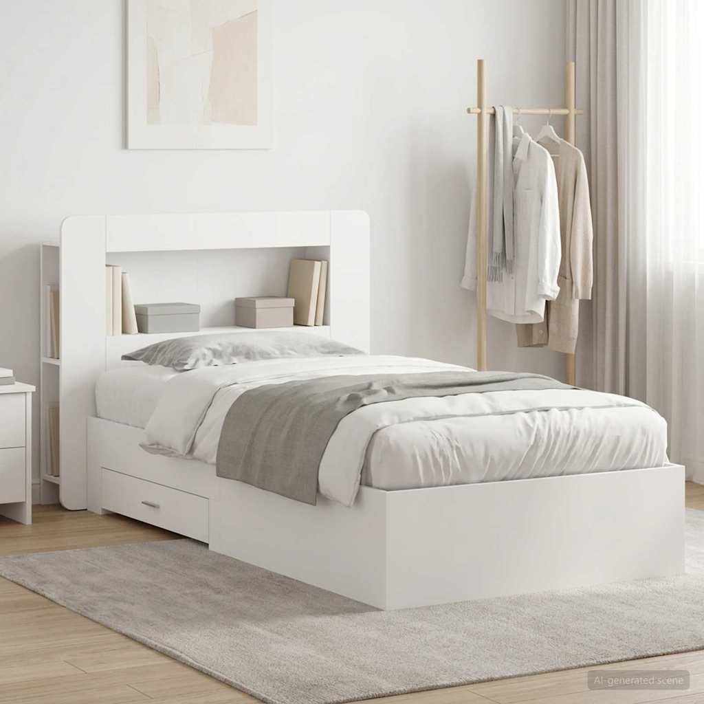 vidaXL Bed Frame with Storage White 80 x 200 cm Engineered Wood