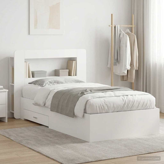 vidaXL Bed Frame with Storage White 80 x 200 cm Engineered Wood