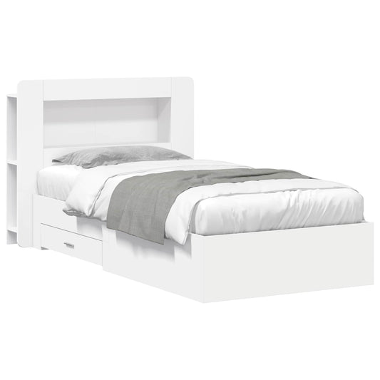 vidaXL Bed Frame with Storage White 80 x 200 cm Engineered Wood