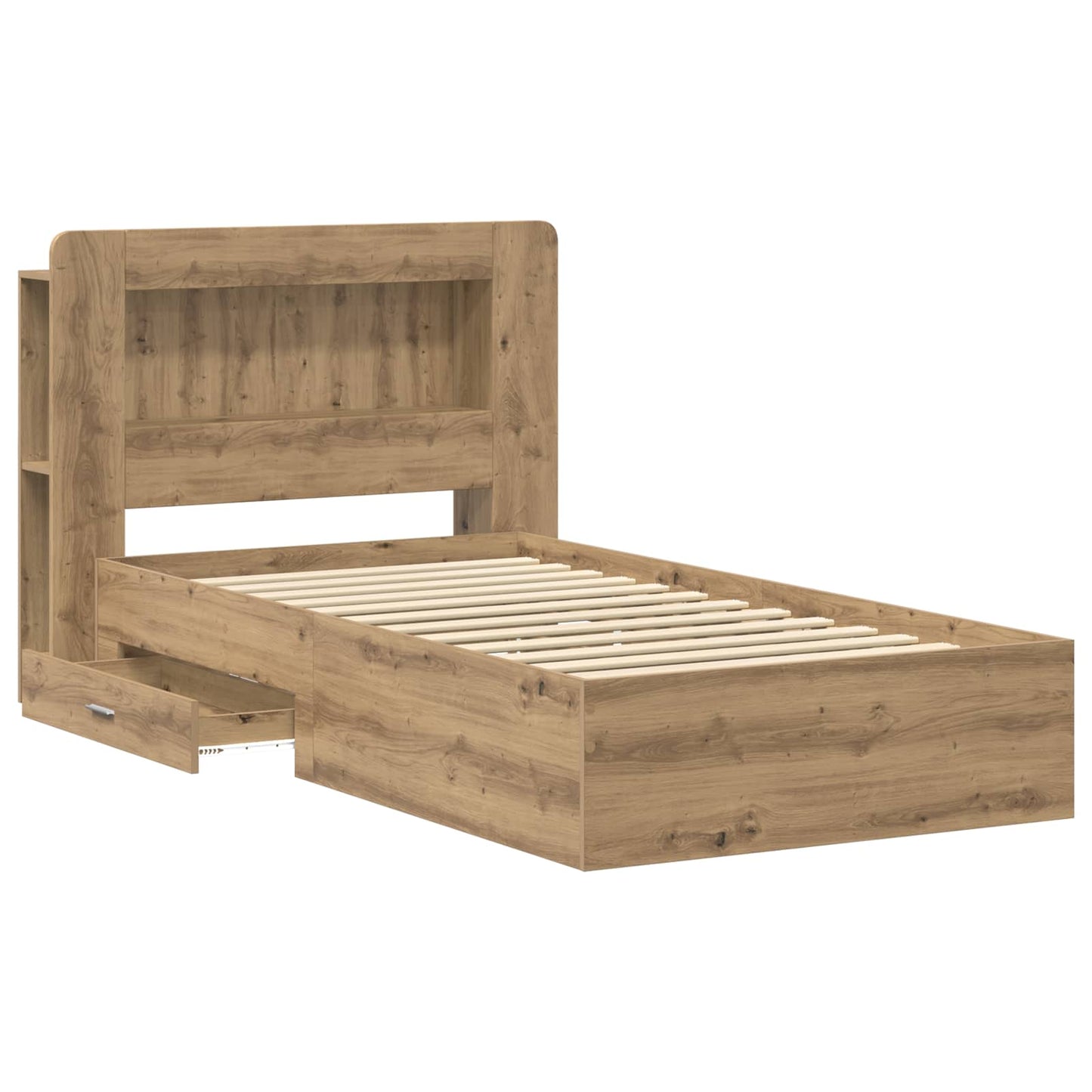 vidaXL Bed Frame with Storage Artisan Oak 90 x 190 cm Engineered Wood