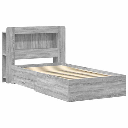 vidaXL Bed Frame with Storage Grey Sonoma 90 x 190 cm Engineered Wood
