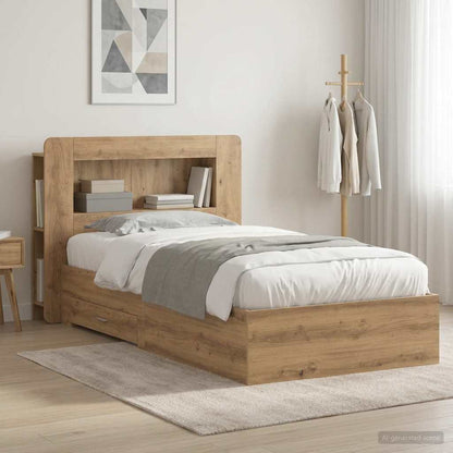vidaXL Bed Frame with Storage Artisan Oak 100 x 200 cm Engineered Wood
