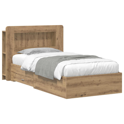 vidaXL Bed Frame with Storage Artisan Oak 100 x 200 cm Engineered Wood