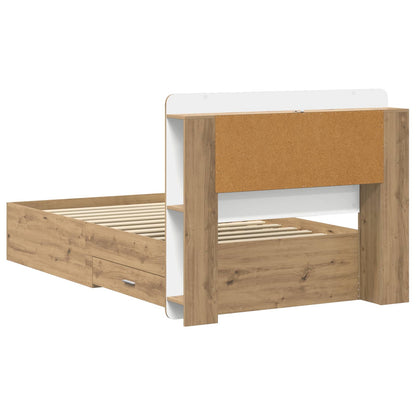 vidaXL Bed Frame with Storage Artisan Oak 100 x 200 cm Engineered Wood
