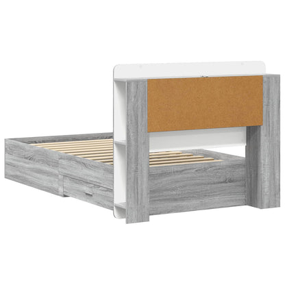 vidaXL Bed Frame with Storage Grey Sonoma 100 x 200 cm Engineered Wood