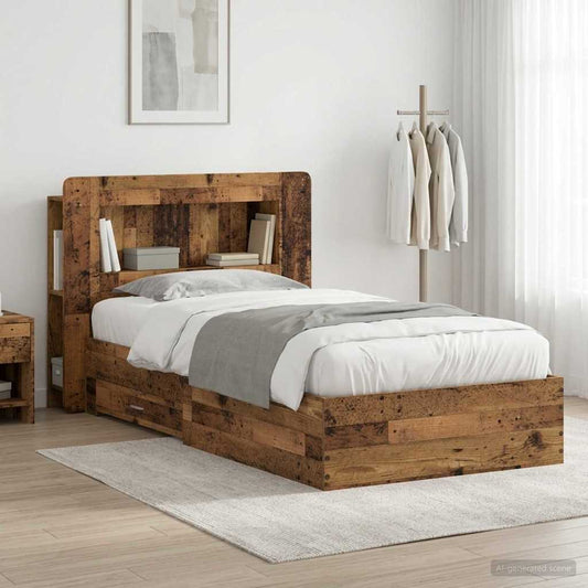 vidaXL Bed Frame with Storage Old Wood 100 x 200 cm Engineered Wood
