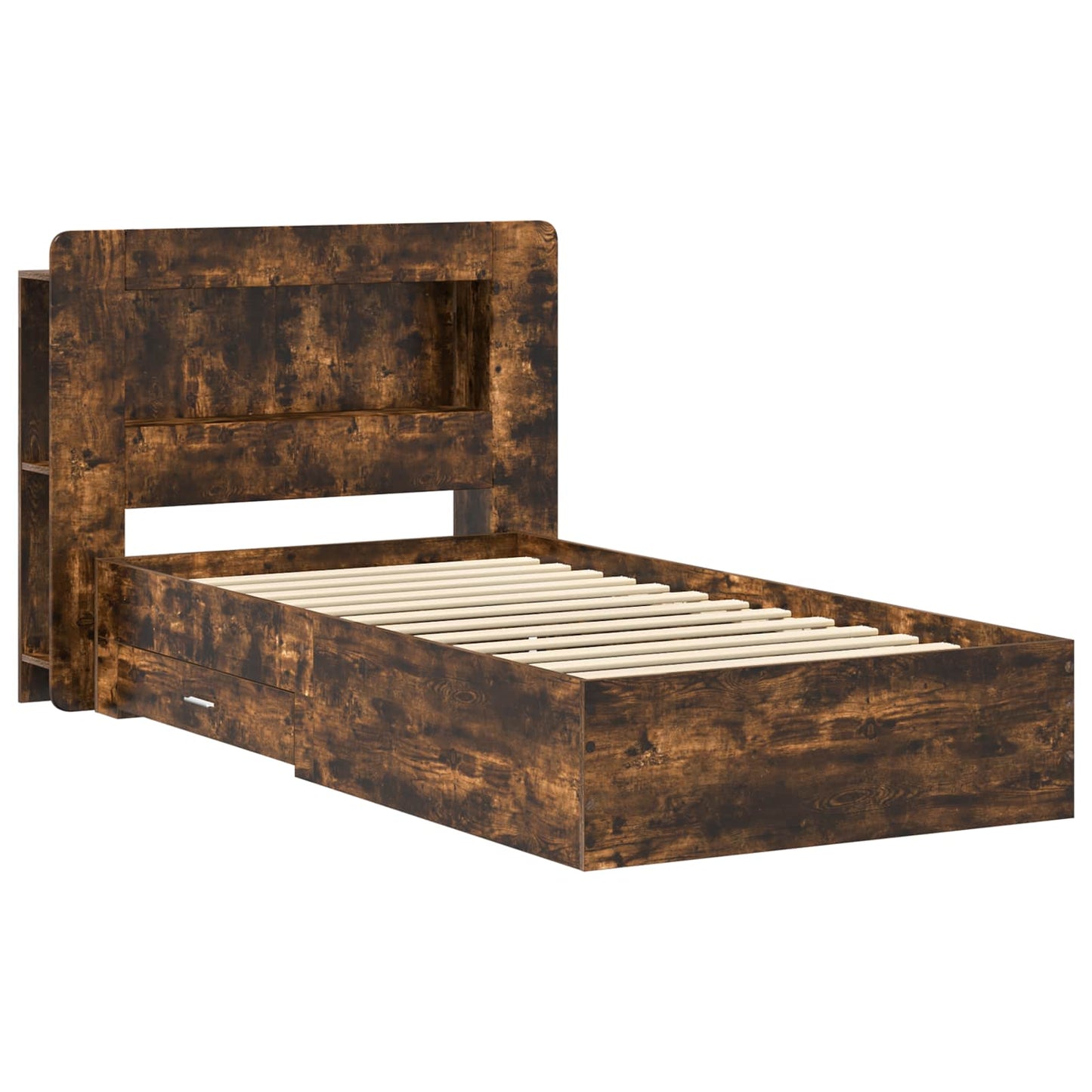 vidaXL Bed Frame with Storage Smoked Oak 100 x 200 cm Engineered Wood