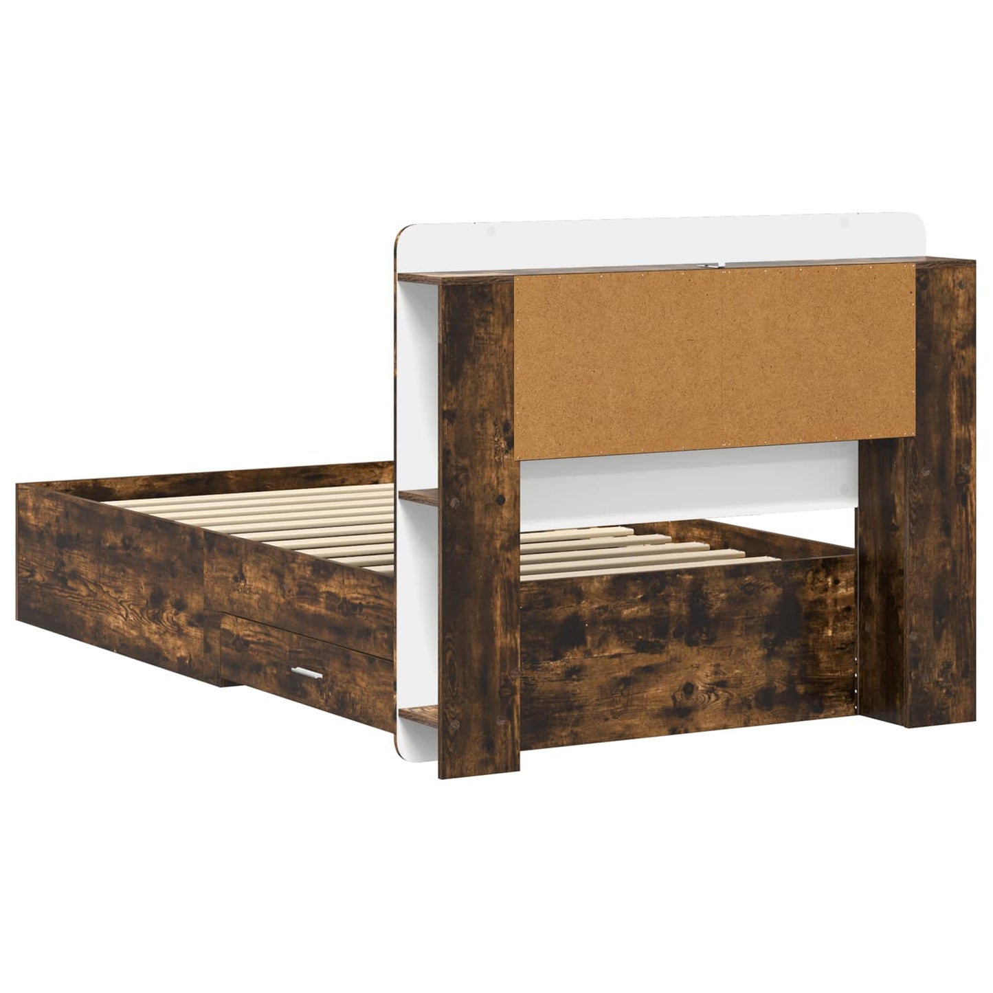 vidaXL Bed Frame with Storage Smoked Oak 100 x 200 cm Engineered Wood