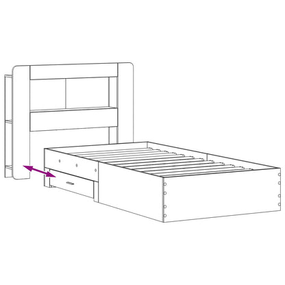 vidaXL Bed Frame with Storage Smoked Oak 100 x 200 cm Engineered Wood