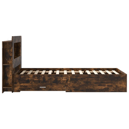 vidaXL Bed Frame with Storage Smoked Oak 100 x 200 cm Engineered Wood