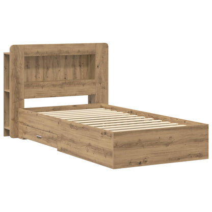 vidaXL Bed Frame with Storage Artisan Oak 90 x 200 cm Engineered Wood