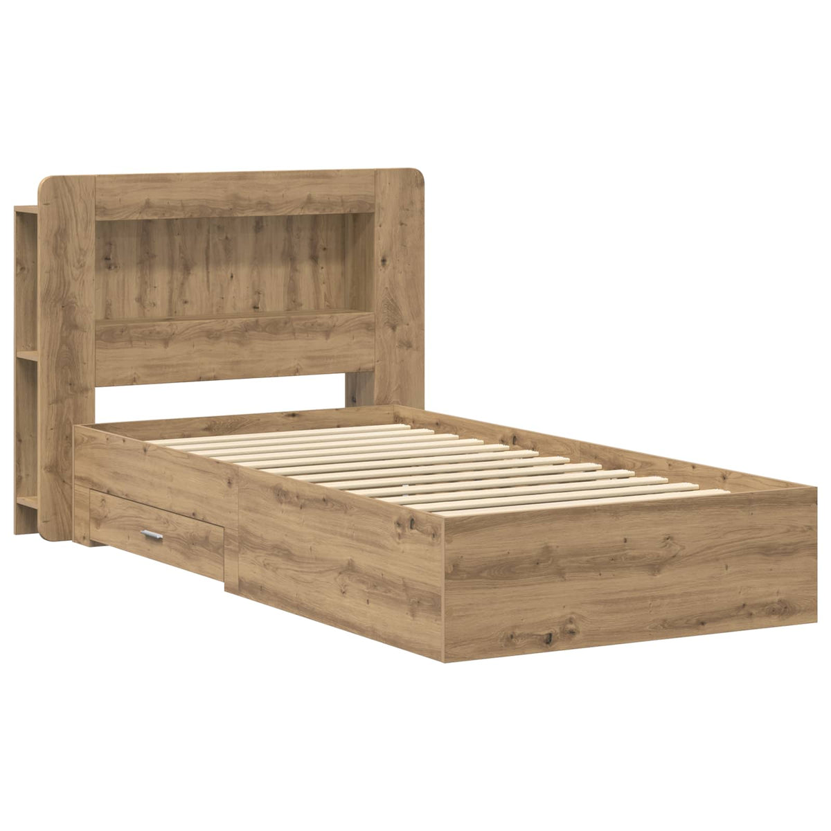 vidaXL Bed Frame with Storage Artisan Oak 90 x 200 cm Engineered Wood
