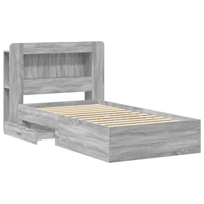 vidaXL Bed Frame with Storage Grey Sonoma 90 x 200 cm Engineered Wood