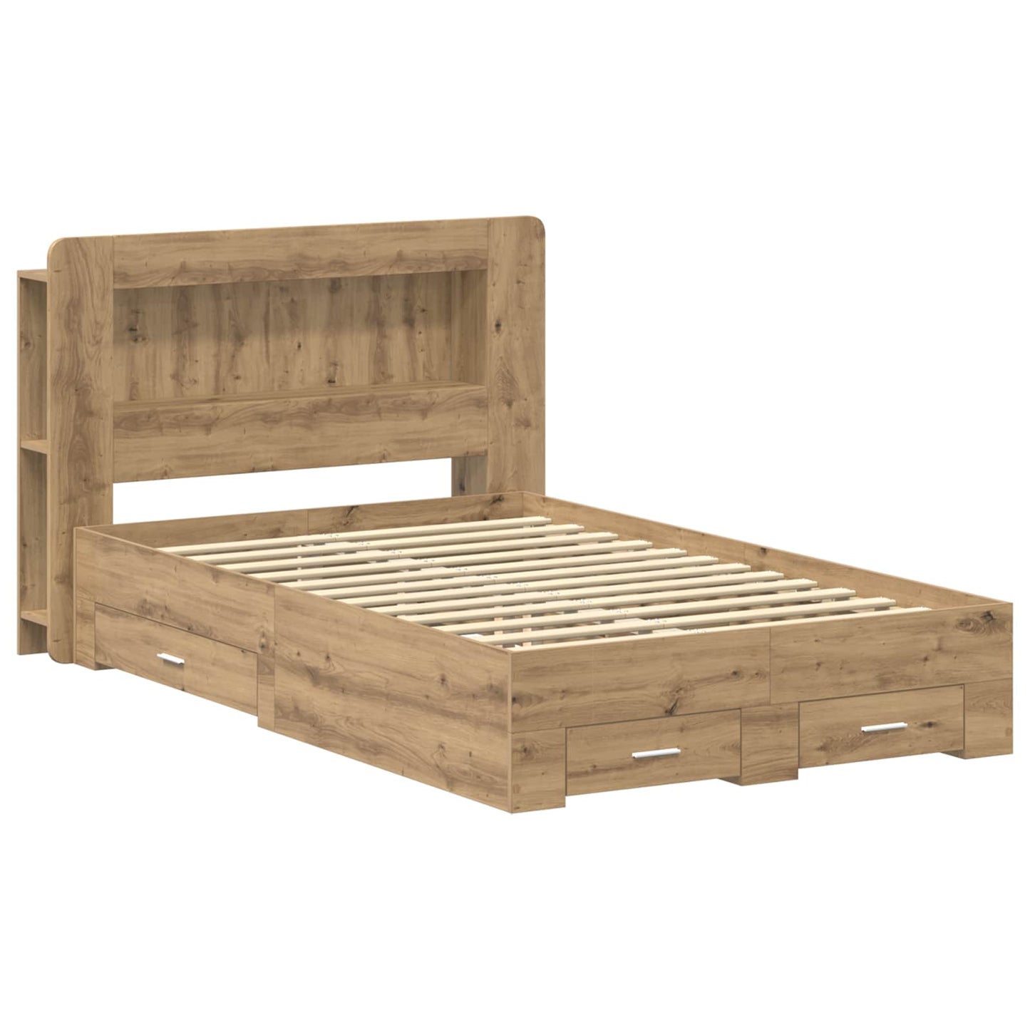 vidaXL Bed Frame with Storage Artisan Oak 120 x 190 cm Engineered Wood