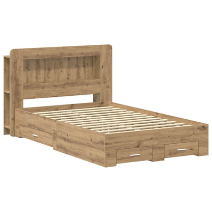 vidaXL Bed Frame with Storage Artisan Oak 120 x 190 cm Engineered Wood