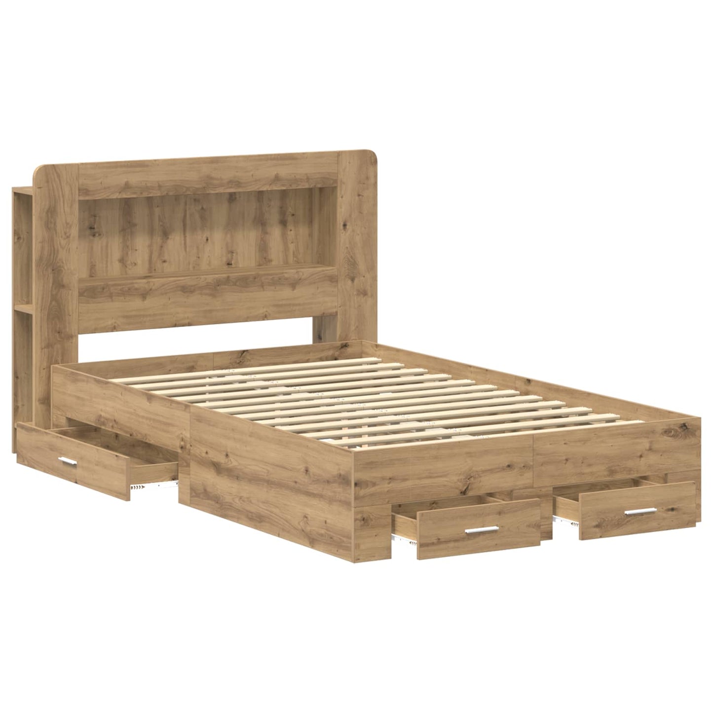 vidaXL Bed Frame with Storage Artisan Oak 120 x 190 cm Engineered Wood