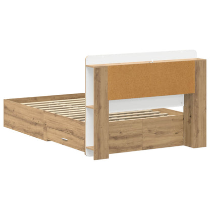 vidaXL Bed Frame with Storage Artisan Oak 120 x 190 cm Engineered Wood