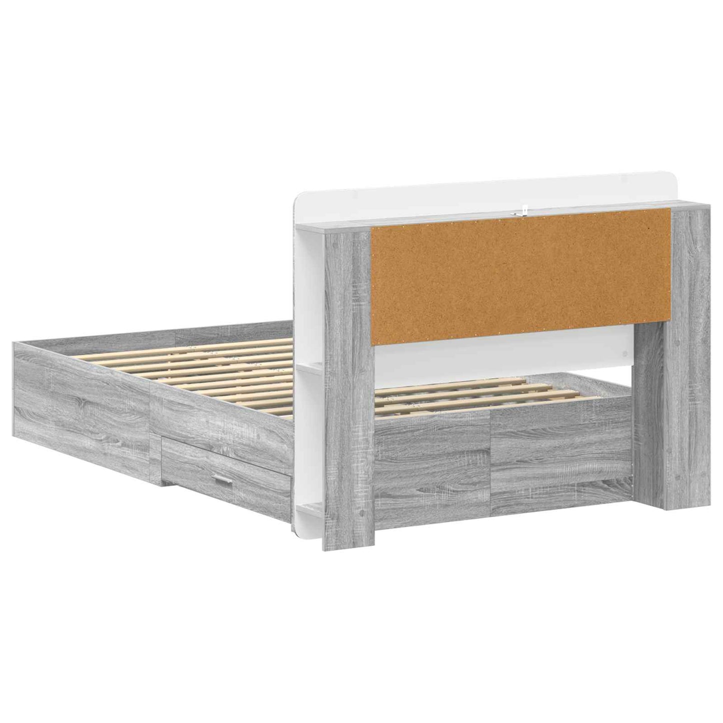 vidaXL Bed Frame with Storage Grey Sonoma 120 x 190 cm Engineered Wood