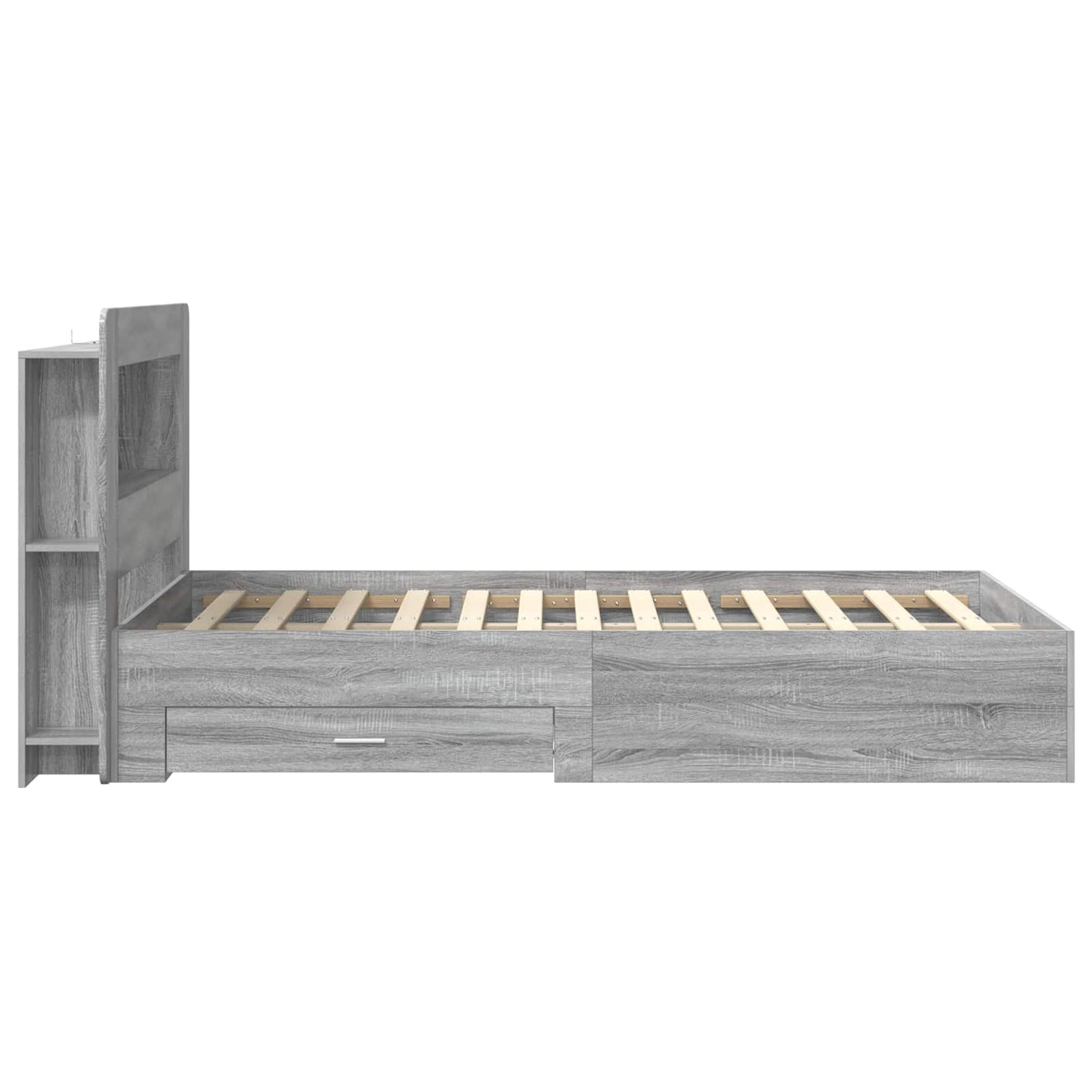 vidaXL Bed Frame with Storage Grey Sonoma 120 x 190 cm Engineered Wood