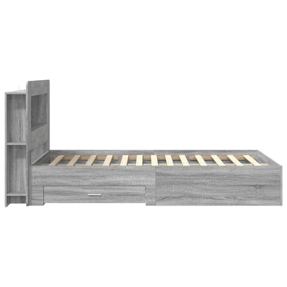 vidaXL Bed Frame with Storage Grey Sonoma 120 x 190 cm Engineered Wood