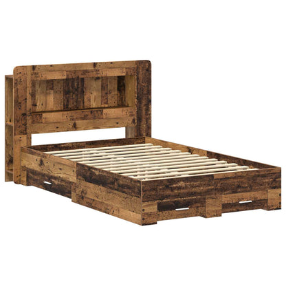 vidaXL Bed Frame with Storage Old Wood 120 x 190 cm Engineered Wood