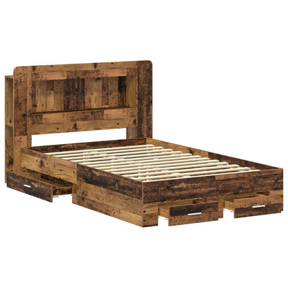 vidaXL Bed Frame with Storage Old Wood 120 x 190 cm Engineered Wood